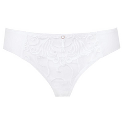 Fiore Elegance: Sheer Embroidered White Thong