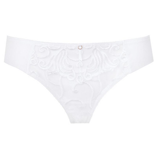 Fiore Elegance: Sheer Embroidered White Thong
