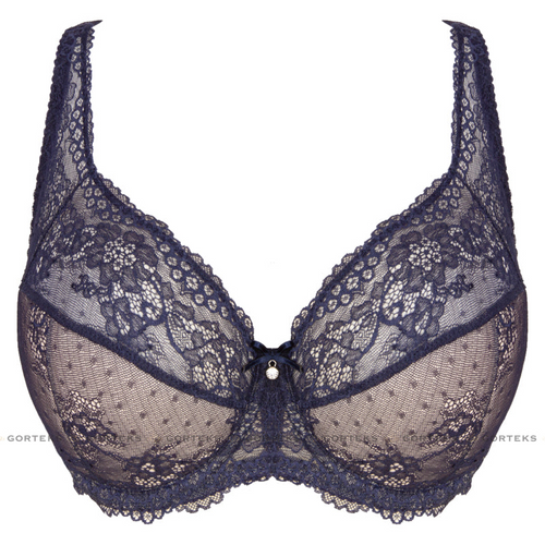 Gorteks Scarlet Semi-Sheer Half Padded Bra in Navy Blue