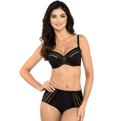 Gorteks Luna Black Striped Full Figure Padded Bra