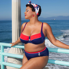 Lauma Swim Navy & Red Bikini Top