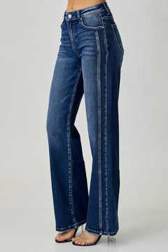 Effortless Style: RISEN Straight Leg Mid Rise Jeans