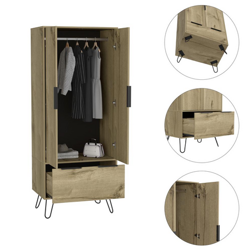 The Regal Oak Closet with Steel Legs