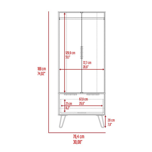 The Regal Oak Closet with Steel Legs