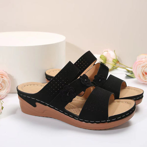 Opulent Luxe Floral Wedge Sandals