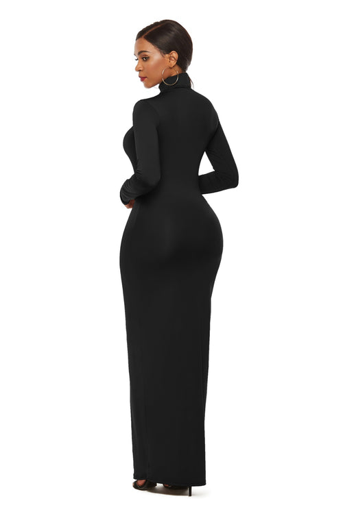 Elegant Maxi Dress with Mock Neck Sophistication