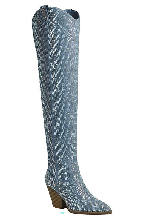 Rhinestone Majesty: Over-the-Knee Luxury Boots