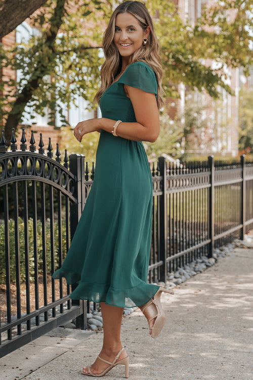 Sophisticated Sea Green Elegance Midi Dress