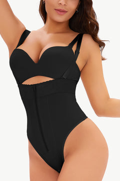 Modern Zip-Up Bodysuit: Adjustable Straps, Stylish Comfort