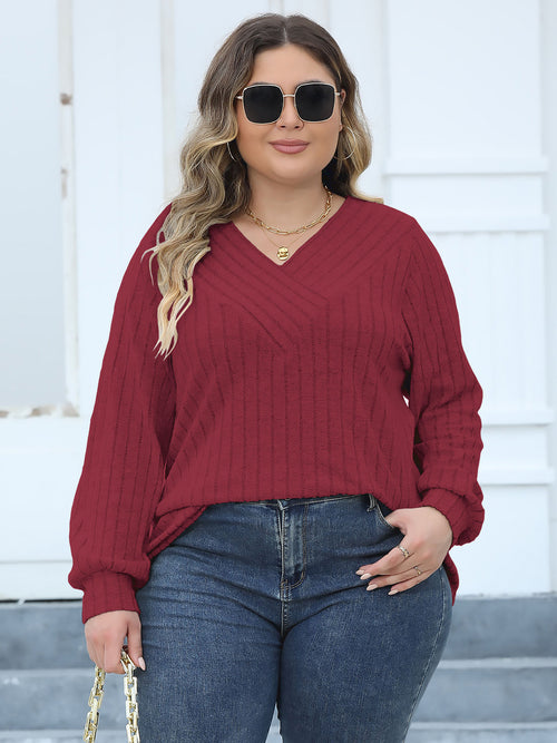 Enchanted Elegance Ribbed V-Neck Sweater 💖