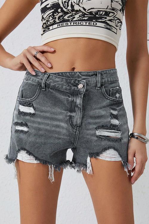 Effortlessly Edgy Distressed Denim Shorts 🌟