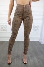 High-Waisted Snake Print Stretch Pants: Spotlight Stealer