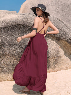 Elegant Maxi Dress with Crisscross Back Detail