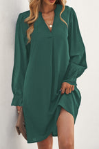 Elegant Green Shirt Dress with Ruffled Sleeves