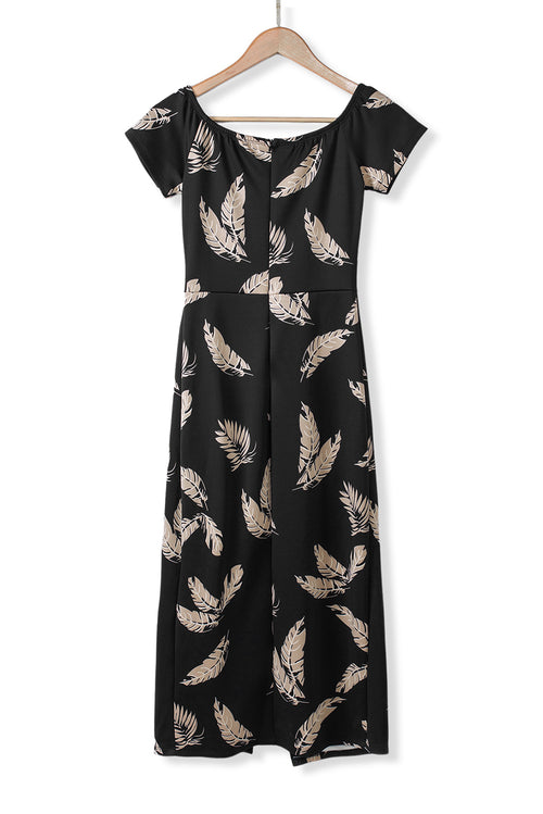 Refined Elegance Black Pattern Midi Dress