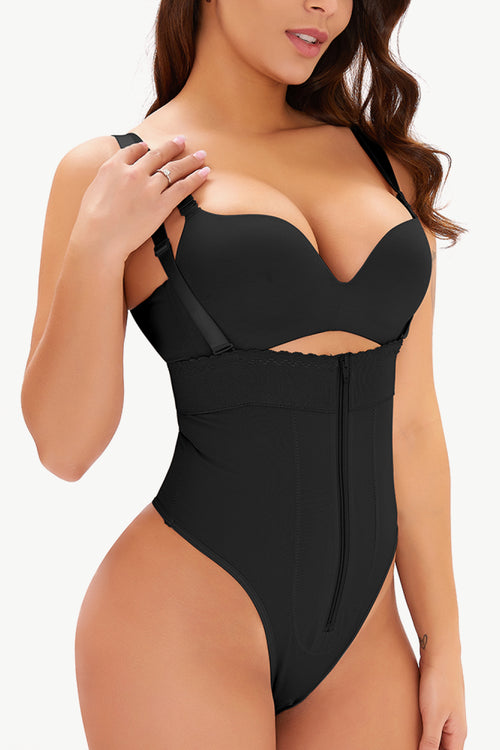 Modern Zip-Up Bodysuit: Adjustable Straps, Stylish Comfort