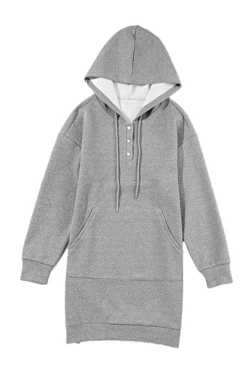 Elegant Gray Textured Hooded Mini Dress