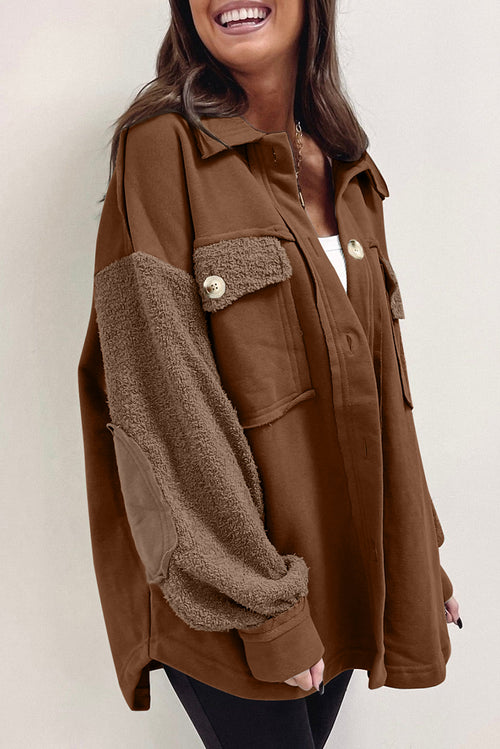 Chestnut Elbow Patch Retro Shacket Delight