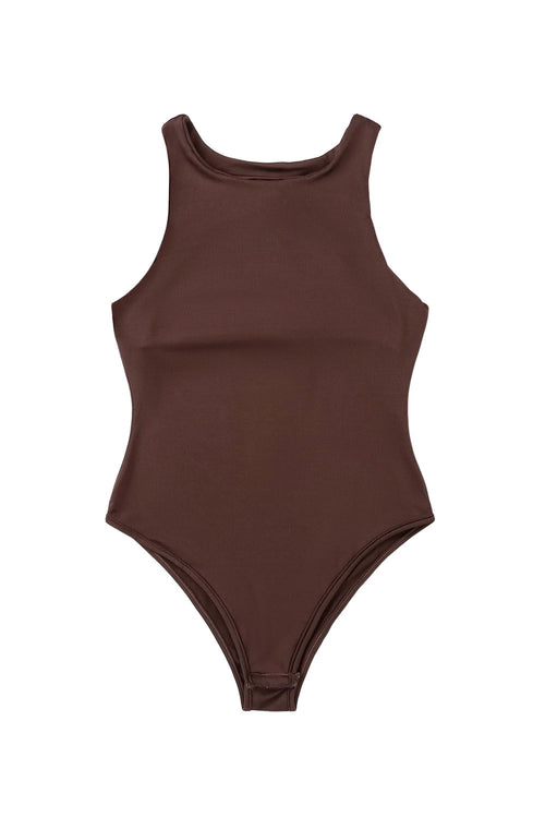 Elegant Brown High Elasticity Bodysuit by BytheBox