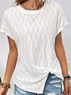 Luxurious Sheer Ruched T-Shirt - Effortless Elegance