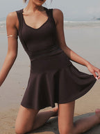 V-Neck Active Dress with Unitard Liner