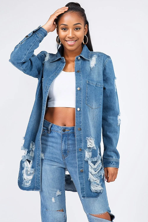 Effortlessly Cool Distressed Denim Jacket: Casual Essential! 🌟