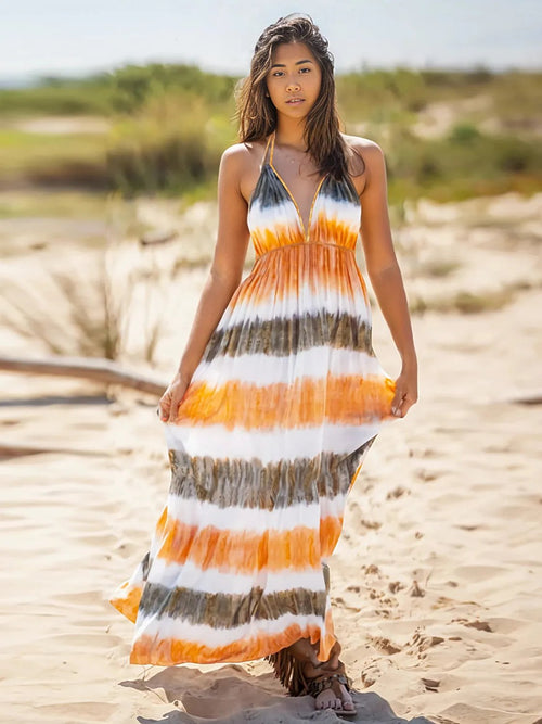 Tie-Dye Elegance: Halter Neck Dress