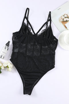 Elegant Floral Lace Panel Bodysuit