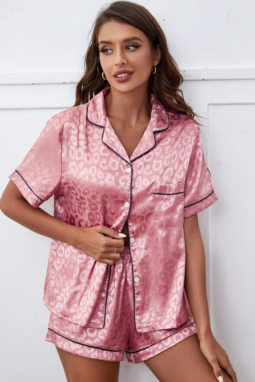 Pink Leopard Dreamland Pajama Set: Stylish Sleep Safari