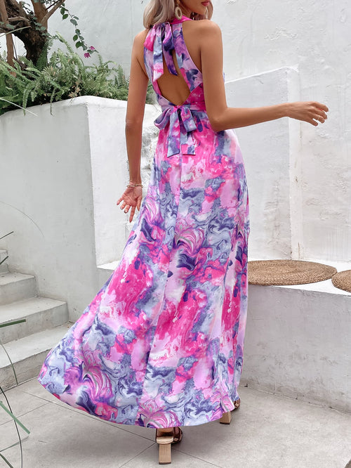 Elegant Multicolour Maxi Dress with Back Slit