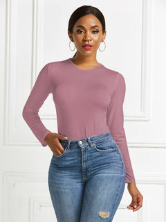 Elegant Round Neck Long Sleeve Bodysuit