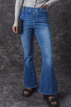 Blue Elastic Flare Jeans: Trendy & Comfortable