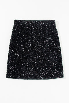 Black Sequin Bodycon Mini Skirt