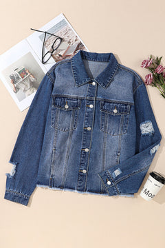 Charming Dark Blue Distressed Denim Delight