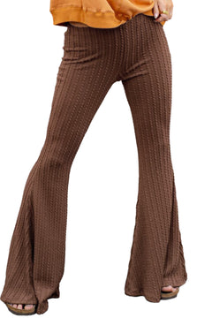 Retro Chic Coffee Flare Pants: Timeless Comfort!