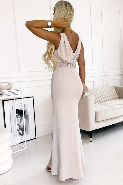 Luxurious Apricot Sophistication Maxi Dress