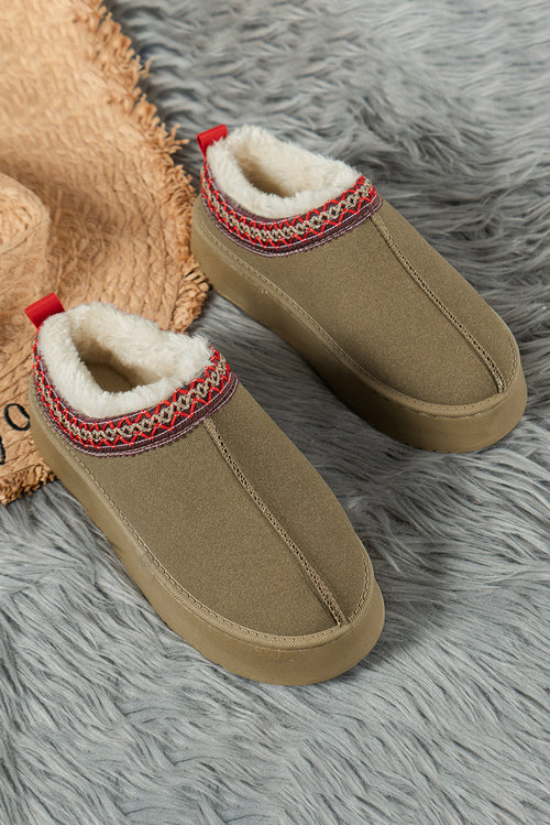 Winter Elegance: Sage Green Plush-Lined Snow Boots