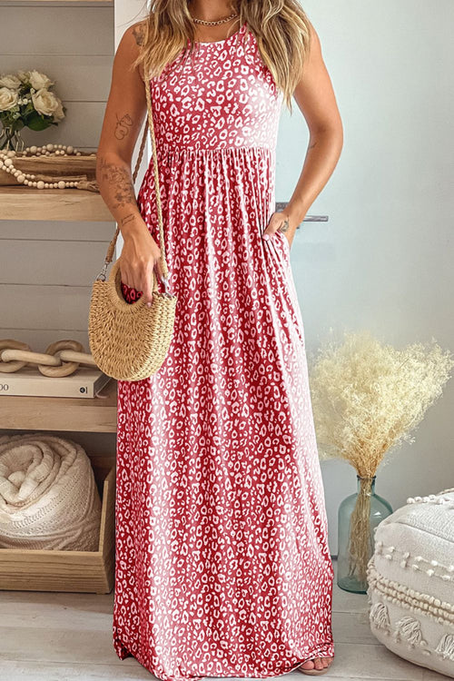 Leopard Pattern Sleeveless Maxi Dress