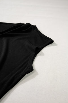 Black Solid Mock Neck Tank Top