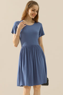 Ninexis Elegance: Round Neck Ruched Dress