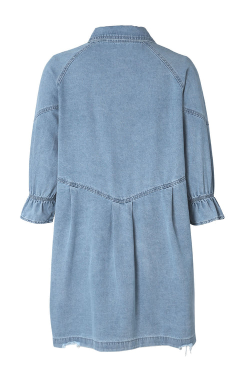 Sky Blue Elegance: Buttoned Denim Dream