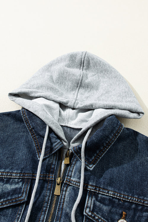 Snug & Stylish: Black Denim Jacket with Hood