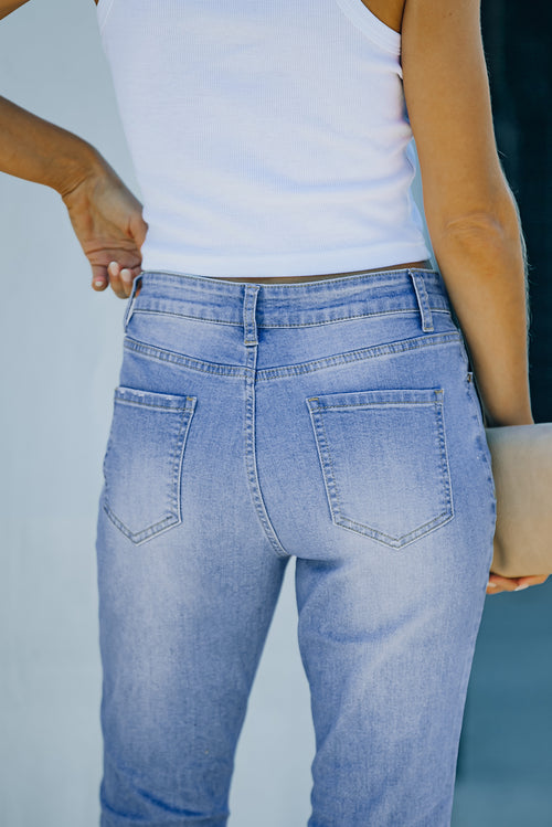 Sky Blue Retro Bell Bottom Denims