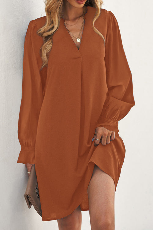 Elegant Green Shirt Dress with Ruffled Sleeves