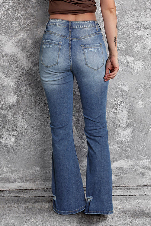 Blue Distressed Flare Jeans: Elevate your denim!