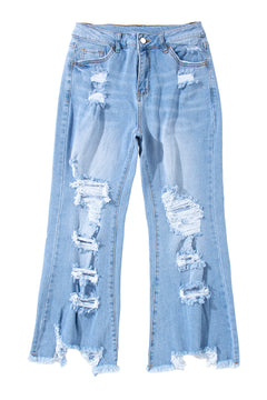 Sky Blue Distressed High Waist Jeans: Stylish!