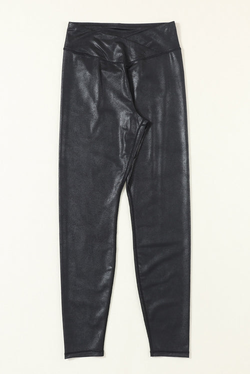 Navy Blue Sass Leather Leggings: Must-Have Chic!