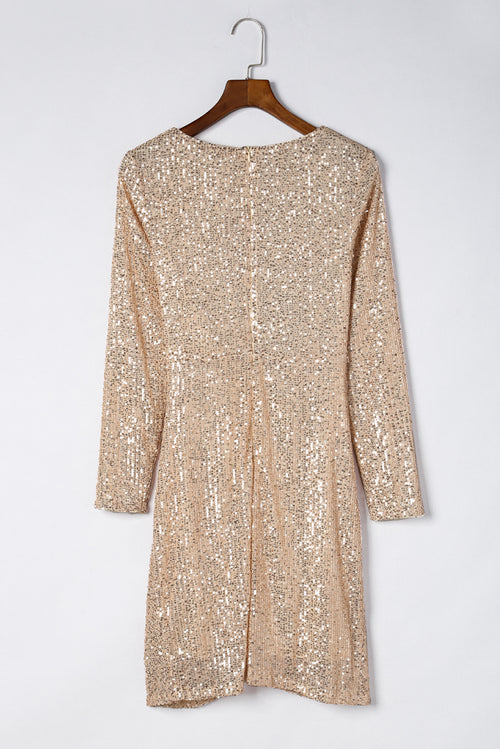 Apricot Sequin Sheath Dress: Refined Sophistication