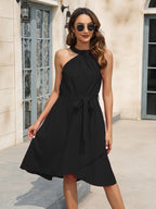 Elegant Sleeveless Round Neck Sheer Dress