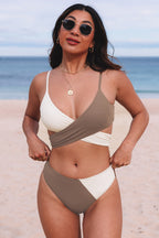 Khaki Love Knot Colour Block Bikini: Summer Romance